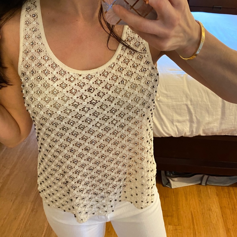 Crochet top with embellishments